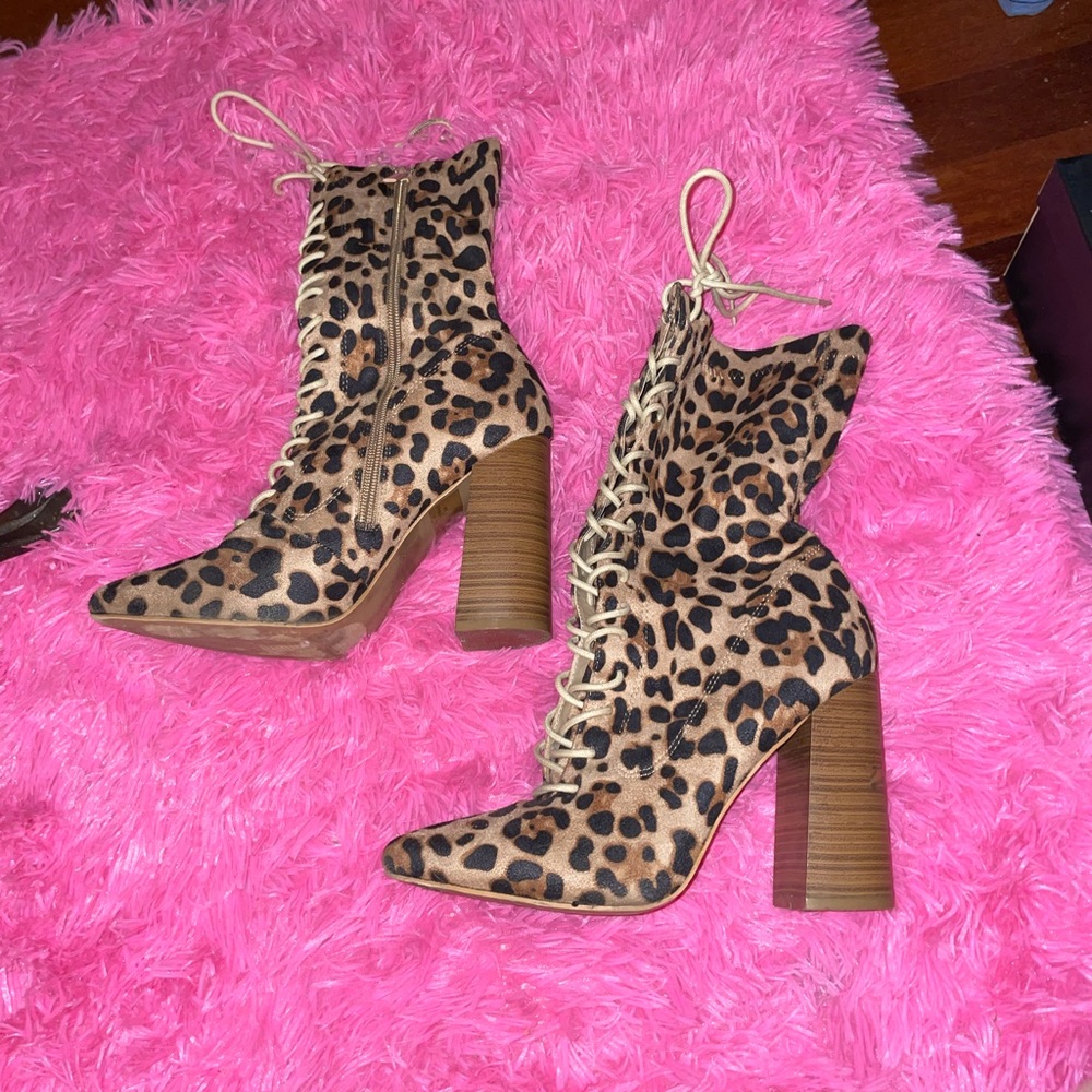Leopard print ankle boots